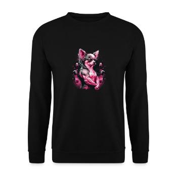 Pink Chihuahua | Fitness Girl Gym Sport Dumbbell - Unisex Sweatshirt - black - Front - Alina (178cm) & Michal (187cm)