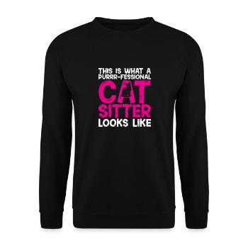 Haustierbetreuung Katze Hund Haustiersitter - Unisex Pullover - Schwarz - Vorne - Alina (178cm) & Michal (187cm)