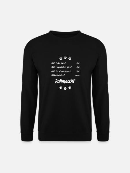 Er liebt Dich. Wer ist das? Mein - Bullmastiff - Unisex Pullover - Schwarz