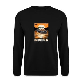 Pontoon Queen King Birthday Boatin Motorboat - Unisex Sweatshirt - black - Front - Alina (178cm) & Michal (187cm)
