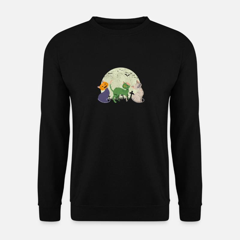 Kürbis Mumie Zombie Monster Schwarze Katzen - Unisex Pullover - Schwarz