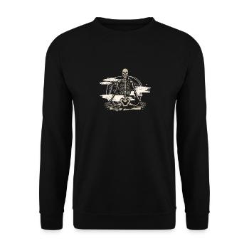 Méditer Squelette Lotus Yoga Moon Balance Joke - Sweat-shirt Unisexe - noir - Devant - Alina (178cm) & Michal (187cm)