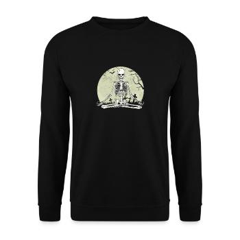 Méditer Squelette Lotus Yoga Moon Balance Joke - Sweat-shirt Unisexe - noir - Devant - Alina (178cm) & Michal (187cm)