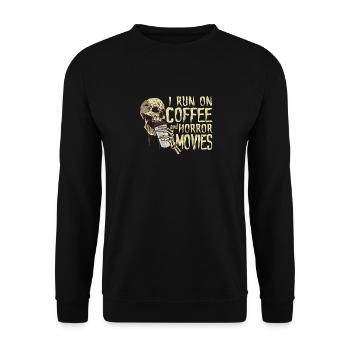 I run on coffee and horror movies Funnier - Unisex Sweatshirt - black - Front - Alina (178cm) & Michal (187cm)