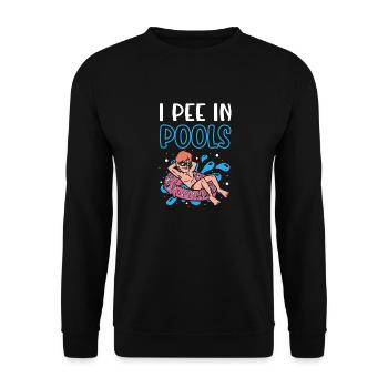 Ich Pinkle In Pools Lustige Schwimmhumor - Unisex Pullover - Schwarz - Vorne - Alina (178cm) & Michal (187cm)