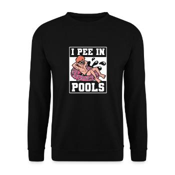 Lustig, Ich Pinkle In Pools Schwimmen Humor - Unisex Pullover - Schwarz - Vorne - Alina (178cm) & Michal (187cm)