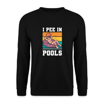 Ich Pinkle In Pools Lustige Pool -Begleiters - Unisex Pullover - Schwarz - Vorne - Alina (178cm) & Michal (187cm)