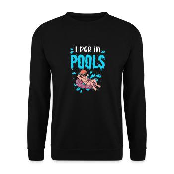Lustiger Pool -Begleiter, Pinke Ich In Pools - Unisex Pullover - Schwarz - Vorne - Alina (178cm) & Michal (187cm)