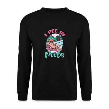 Ich Pinkle In Öffentlichen Pools Lustige - Unisex Pullover - Schwarz - Vorne - Alina (178cm) & Michal (187cm)