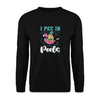 Ich Pinkle In Pools Schwimmwitz, Die In - Unisex Pullover - Schwarz - Vorne - Alina (178cm) & Michal (187cm)