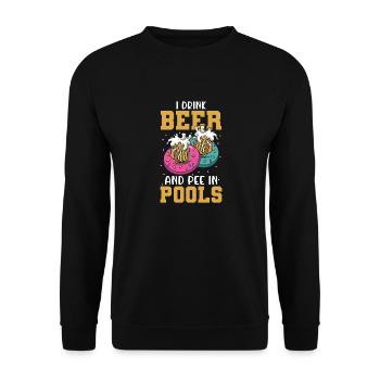Komisch Pinkeln Ich In Öffentlichen Pools - Unisex Pullover - Schwarz - Vorne - Alina (178cm) & Michal (187cm)