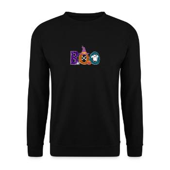 Boo Halloween Spider Ghost Pumkin Witch Zombie - Unisex Sweatshirt - black - Front - Alina (178cm) & Michal (187cm)