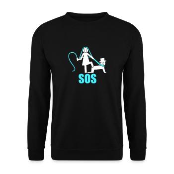 Junggesellenabschied Polterabend JGA Männer - Unisex Pullover - Schwarz - Vorne - Alina (178cm) & Michal (187cm)