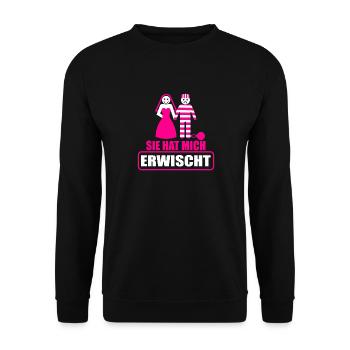 Junggesellenabschied Polterabend JGA Männer - Unisex Pullover - Schwarz - Vorne - Alina (178cm) & Michal (187cm)