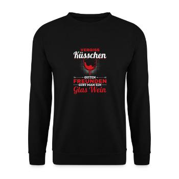 Vergiss Küsschen, guten Freunden gibt man Wein - Unisex Pullover - Schwarz - Vorne - Alina (178cm) & Michal (187cm)