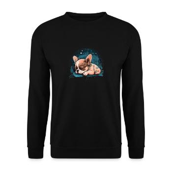 Chihuahua | Schlaf Nacht Pyjama Sonntag Niedlich - Unisex Pullover - Schwarz - Vorne - Alina (178cm) & Michal (187cm)