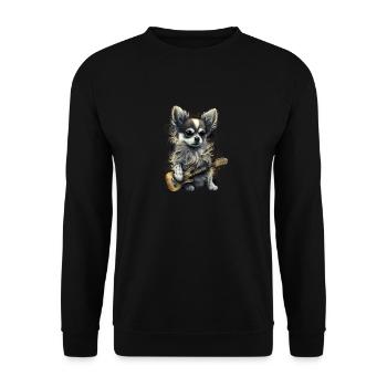 Chihuahua | Ukulele Guitar Hawaii Aloha Violine - Unisex Sweatshirt - black - Front - Alina (178cm) & Michal (187cm)