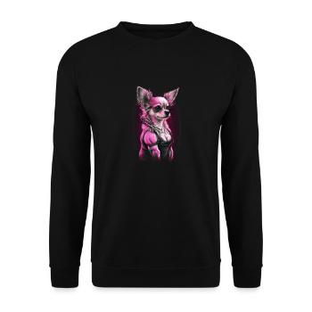 Pink Chihuahua | Fitness Girl Gym Sport Dumbbell - Unisex Sweatshirt - black - Front - Alina (178cm) & Michal (187cm)