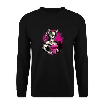 Pink Chihuahua | Fitness Girl Gym Sport Dumbbell - Unisex Sweatshirt - black - Front - Alina (178cm) & Michal (187cm)