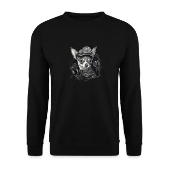 Chihuahua | Polizei Polizist Polizistin Hut - Unisex Pullover - Schwarz - Vorne - Alina (178cm) & Michal (187cm)