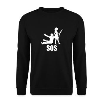 Junggesellenabschied Polterabend JGA Männer - Unisex Pullover - Schwarz - Vorne - Alina (178cm) & Michal (187cm)