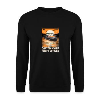 Captain Chief Party Officer Pontoon Captain - Unisex Sweatshirt - black - Front - Alina (178cm) & Michal (187cm)