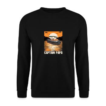 Captain Papa Pontoon King Motorboat Owner - Unisex Sweatshirt - black - Front - Alina (178cm) & Michal (187cm)