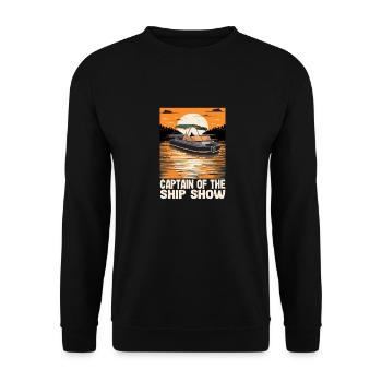 Captain Of The Ship Show Boating Pun Motorboat - Unisex Sweatshirt - black - Front - Alina (178cm) & Michal (187cm)