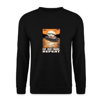 Motorboating Drinking Party Cup Boat Parade - Unisex Sweatshirt - black - Front - Alina (178cm) & Michal (187cm)