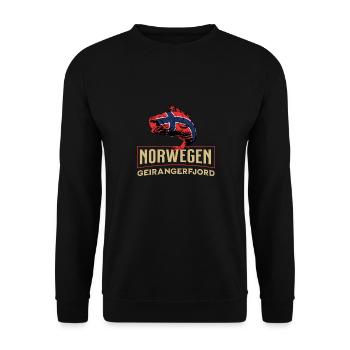 Angelurlaub Angeltour in Norwegen Geirangerfjord - Unisex Pullover - Schwarz - Vorne - Alina (178cm) & Michal (187cm)