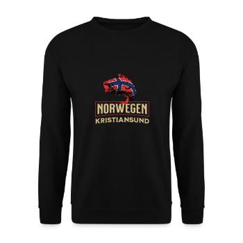 Angelurlaub Angeltour in Norwegen Kristiansund - Unisex Pullover - Schwarz - Vorne - Alina (178cm) & Michal (187cm)
