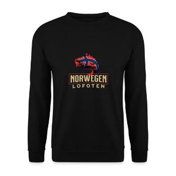 Angelurlaub Angeltour in Norwegen Lofoten - Unisex Pullover - Schwarz - Vorne - Alina (178cm) & Michal (187cm)