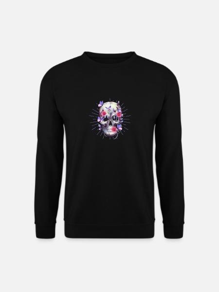 Flowered Skull Halloween Butterfly Trick - Unisex Sweatshirt - black