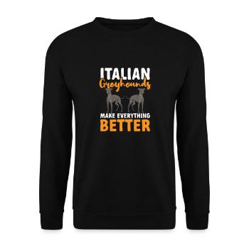 Italienischer Windspiel Windhund Hunde - Unisex Pullover - Schwarz - Vorne - Alina (178cm) & Michal (187cm)