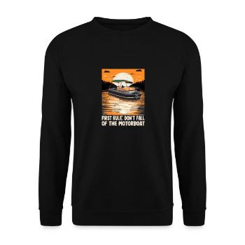 Funny Boat Captain First Rule Don't Fall Of The - Unisex Pullover - Schwarz - Vorne - Alina (178cm) & Michal (187cm)