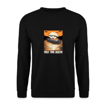 First Time Boatin' Lake Life New Boat Owner - Unisex Pullover - Schwarz - Vorne - Alina (178cm) & Michal (187cm)
