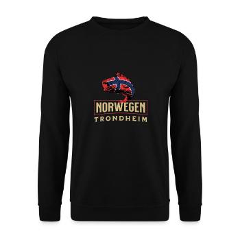 Angelurlaub Angeltour in Norwegen Trondheim - Unisex Pullover - Schwarz - Vorne - Alina (178cm) & Michal (187cm)