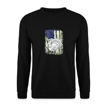Camo US Amerika Flagge Truthahn Tag Jagd Thanks - Unisex Pullover - Schwarz - Vorne - Alina (178cm) & Michal (187cm)