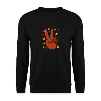 Thanksgiving Day Türkei Hand Peace Sign Funny - Unisex Pullover - Schwarz - Vorne - Alina (178cm) & Michal (187cm)