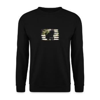 Camo US Amerika Flagge Truthahn Tag Jagd Thanks - Unisex Pullover - Schwarz - Vorne - Alina (178cm) & Michal (187cm)