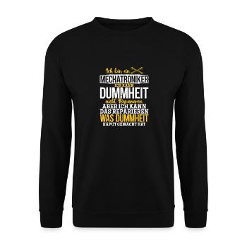 Mechatroniker Ich kann Dummheit nicht Reparieren - Unisex Pullover - Schwarz - Vorne - Alina (178cm) & Michal (187cm)
