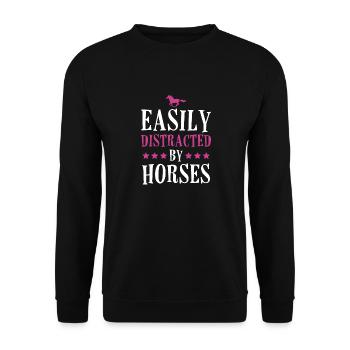 Easily Distracted by Horses - Unisex Sweatshirt - black - Front - Alina (178cm) & Michal (187cm)