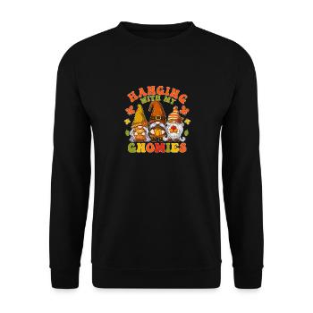 Hanging With My Gnomies Thanksgiving Day Herbst - Unisex Pullover - Schwarz - Vorne - Alina (178cm) & Michal (187cm)