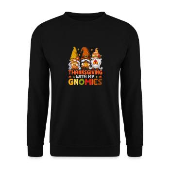 Thanksgiving With My Gnomies Funny Autumn Autumn - Unisex Sweatshirt - black - Front - Alina (178cm) & Michal (187cm)