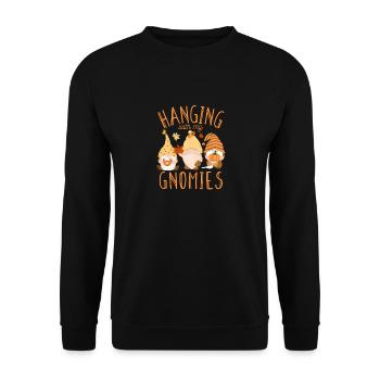 Hanging With My Gnomies Thanksgiving Day Herbst - Unisex Pullover - Schwarz - Vorne - Alina (178cm) & Michal (187cm)