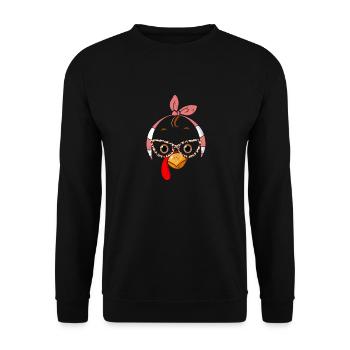 Turkey Face Leopard Print Glasses Thanksgiving - Unisex Sweatshirt - black - Front - Alina (178cm) & Michal (187cm)