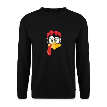 Turkey Face Leopard Print Glasses Thanksgiving - Unisex Sweatshirt - black - Front - Alina (178cm) & Michal (187cm)