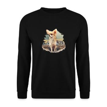 Chihuahua | Welpe Mama Lustiger Hund Niedlich - Unisex Pullover - Schwarz - Vorne - Alina (178cm) & Michal (187cm)