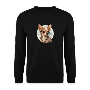 Chihuahua | Welpe Mama Lustiger Hund Niedlich - Unisex Pullover - Schwarz - Vorne - Alina (178cm) & Michal (187cm)