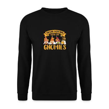 Thanksgiving With My Gnomies Funny Autumn Autumn - Unisex Sweatshirt - black - Front - Alina (178cm) & Michal (187cm)